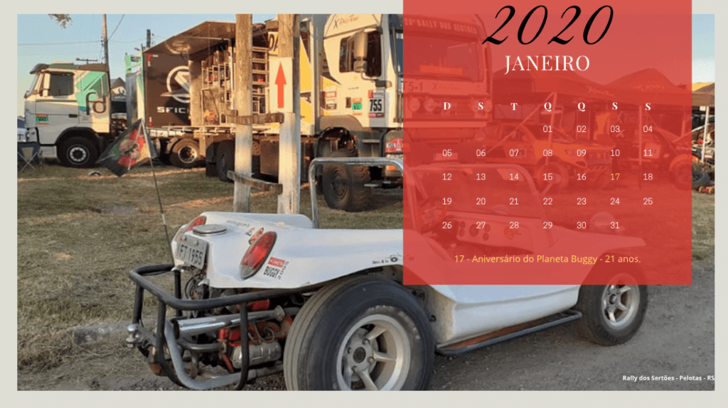 Calendário 2020 do Planeta Buggy