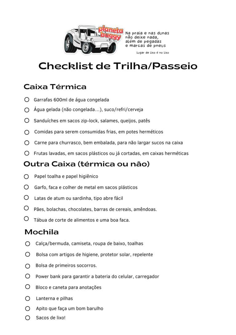 Checklist de Tralhas na Trilha