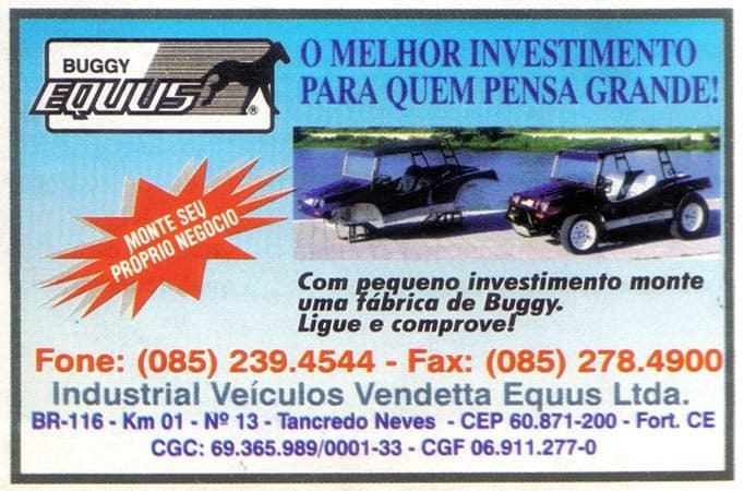 Buggy Equus, de Fortaleza-CE - Publicidade de época